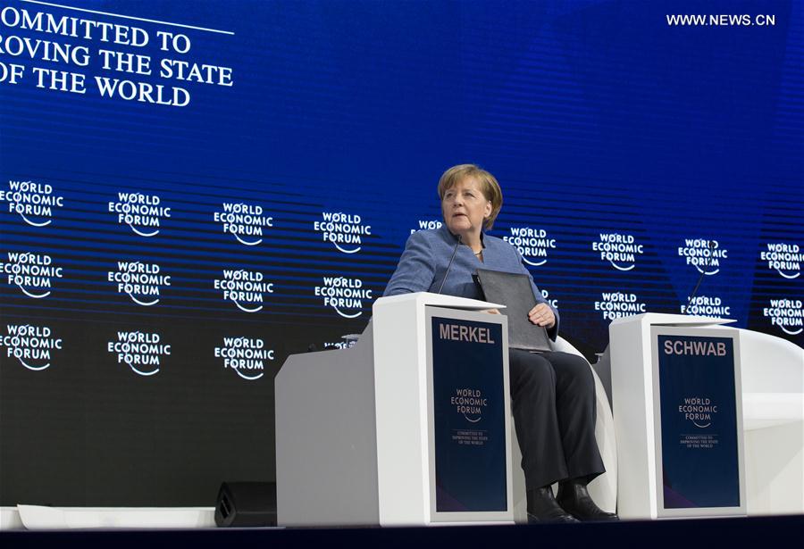 SWITZERLAND-DAVOS-WEF ANNUAL MEETING-GERMANY-MERKEL