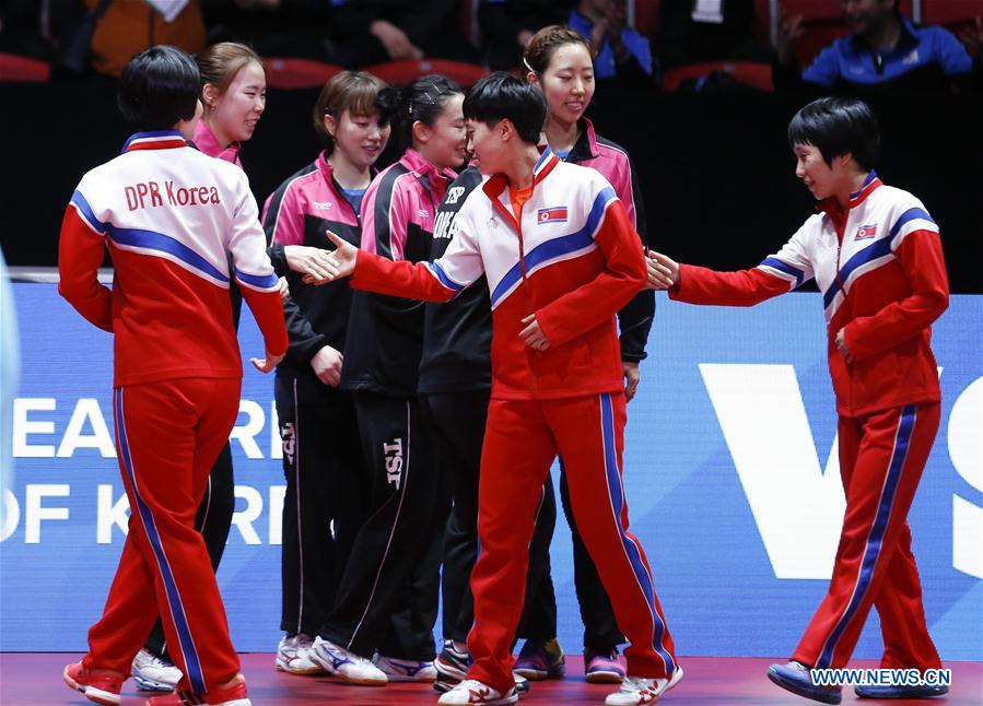 (SP)SWEDEN-HALMSTAD-ITTF WORLD TEAM CHAMPIONSHIPS 2018-DAY 5-DPRK AND SOUTH KOREA