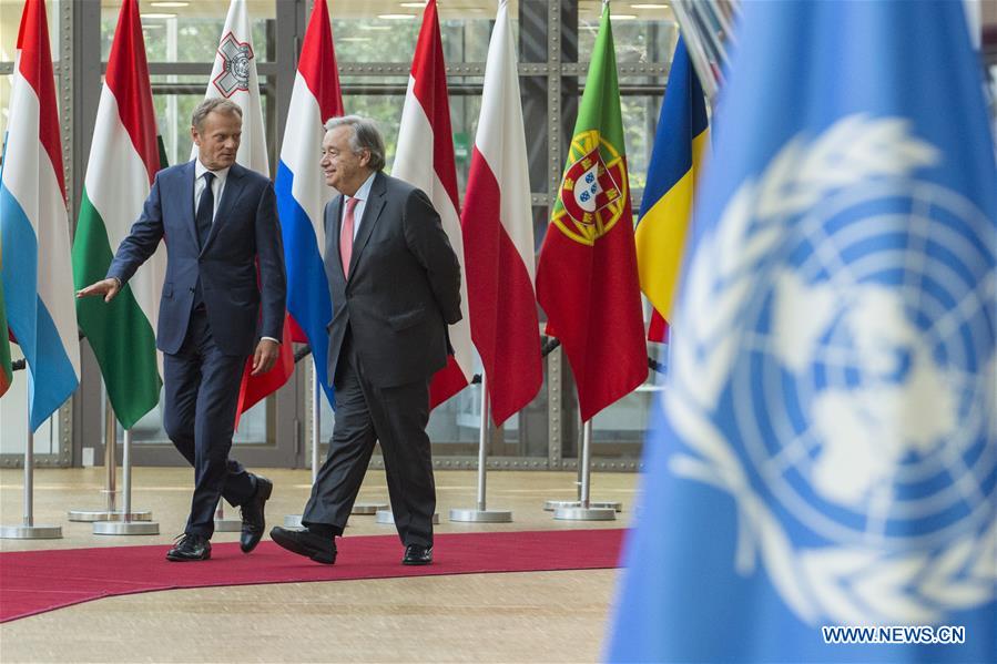 BELGIUM-BRUSSELS-EU-TUSK-UN-GUTERRES-MEETING