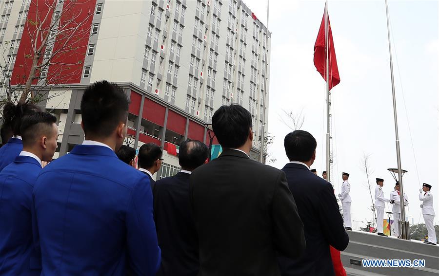 (SP)INDONESIA-JAKARTA-ASIAN GAMES-CHINESE DELEGATION-FLAG-RAISING CEREMONY