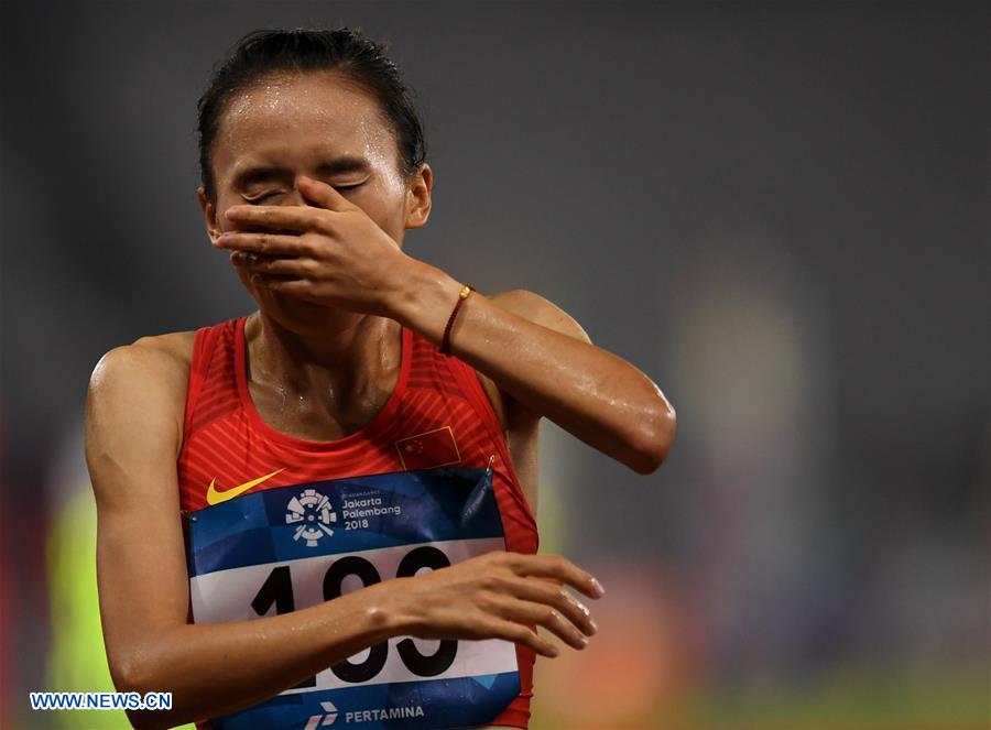 (SP)INDONESIA-JAKARTA-ASIAN GAMES-ATHLETICS-WOMEN'S 3000M STEEPLECHASE