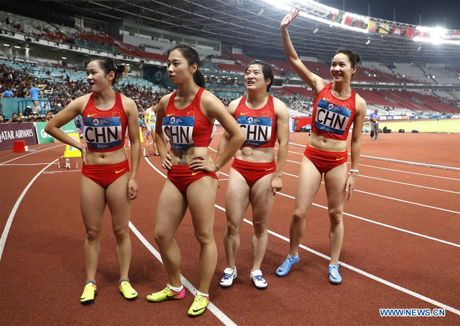 (SP)INDONESIA-JAKARTA-ASIAN GAMES-ATHLETICS-WOMEN'S 4X100M RELAY