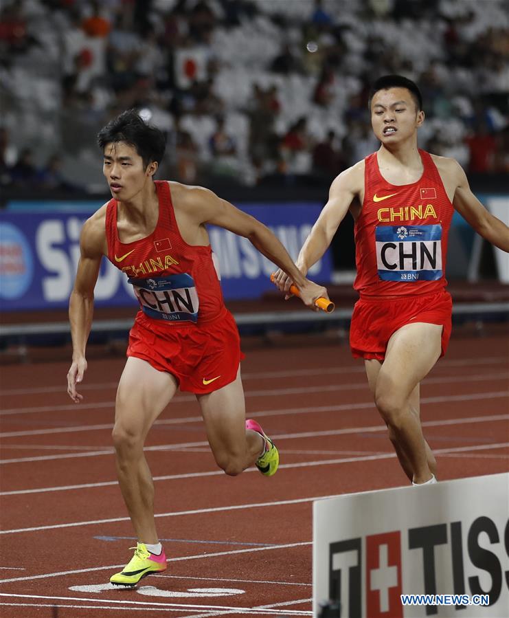 (SP)INDONESIA-JAKARTA-ASIAN GAMES-ATHLETICS-MEN'S 4X400M RELAY