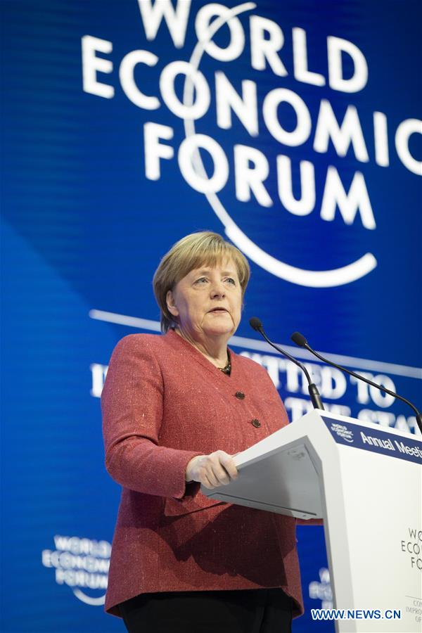 SWITZERLAND-DAVOS-WORLD ECONOMIC FORUM-GERMANY-MERKEL