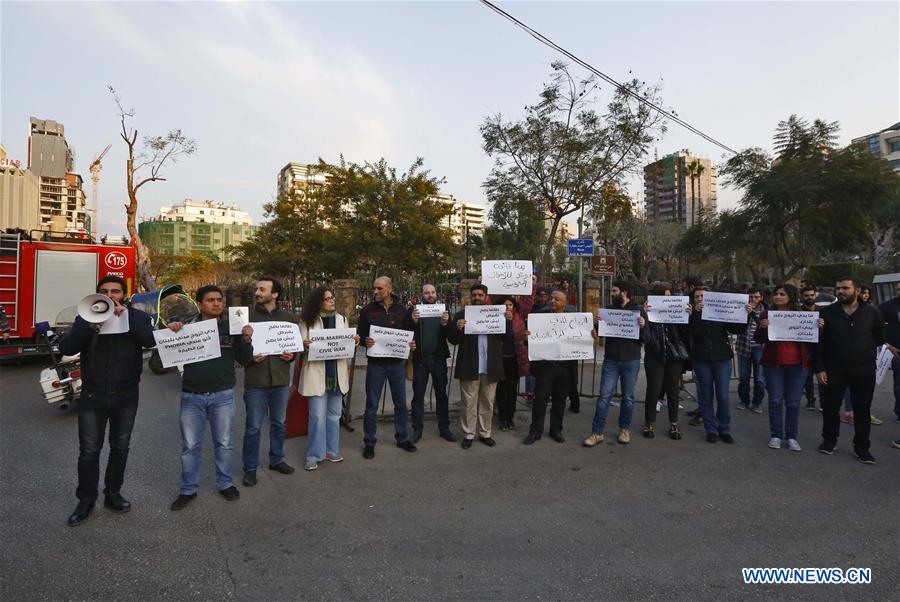 LEBANON-BEIRUT-PROTEST-CIVIL MARRIAGE