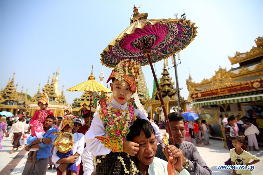 MYANMAR-YANGON-SHINBYU-NOVITIATION CEREMONY