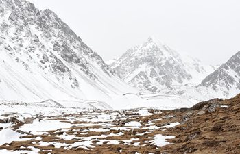 View of snow mountains at scenic spot in China's Gansu