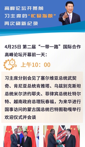 高峰论坛开幕前，习主席的“忙碌指数”再次刷新纪录